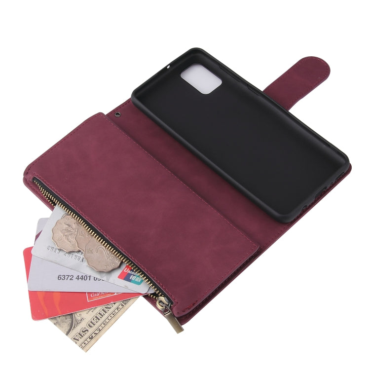 For Samsung Galaxy A31 Multifunctional Frosted Zipper Wallet Leather Phone Case