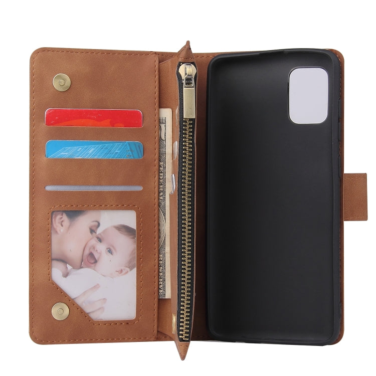 For Samsung Galaxy A31 Multifunctional Frosted Zipper Wallet Leather Phone Case