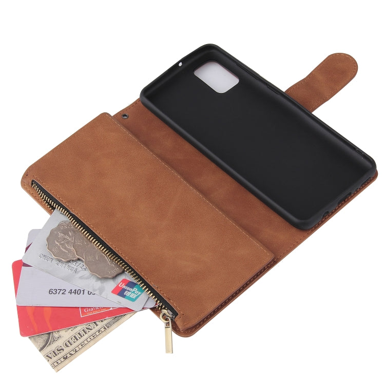 For Samsung Galaxy A31 Multifunctional Frosted Zipper Wallet Leather Phone Case