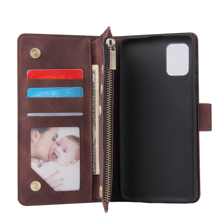 For Samsung Galaxy A31 Multifunctional Frosted Zipper Wallet Leather Phone Case
