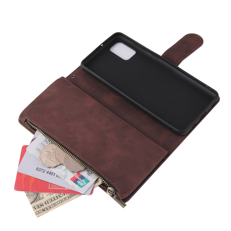 For Samsung Galaxy A31 Multifunctional Frosted Zipper Wallet Leather Phone Case
