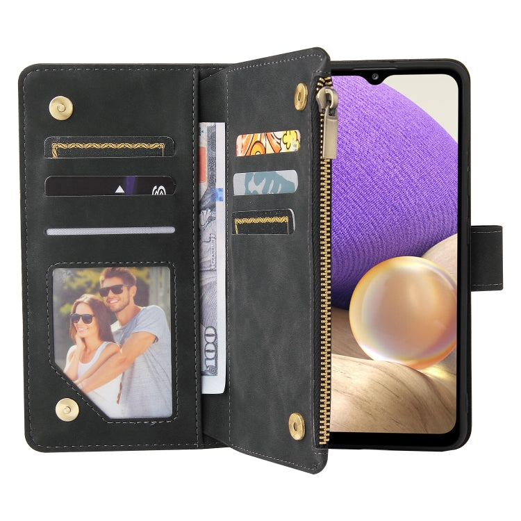 For Samsung Galaxy A32 4G Multifunctional Frosted Zipper Wallet Leather Phone Case