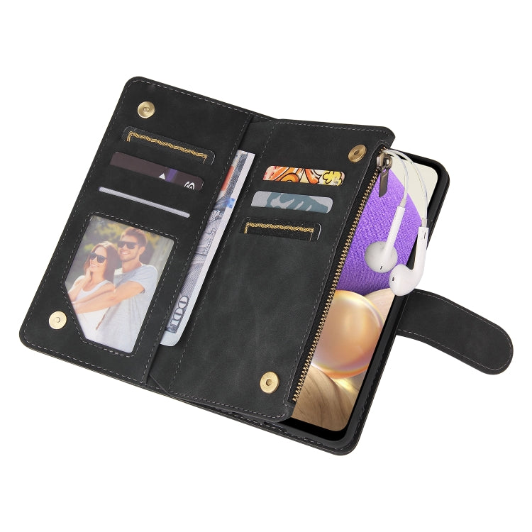 For Samsung Galaxy A32 4G Multifunctional Frosted Zipper Wallet Leather Phone Case