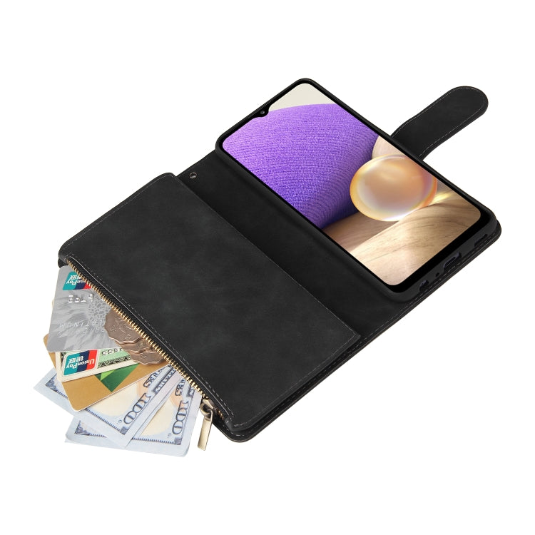 For Samsung Galaxy A32 4G Multifunctional Frosted Zipper Wallet Leather Phone Case