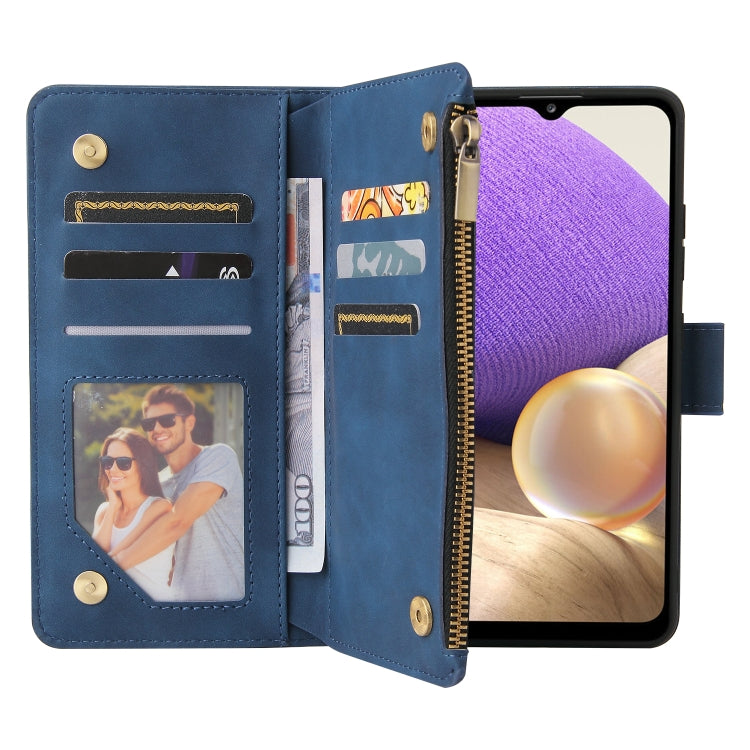 For Samsung Galaxy A32 4G Multifunctional Frosted Zipper Wallet Leather Phone Case