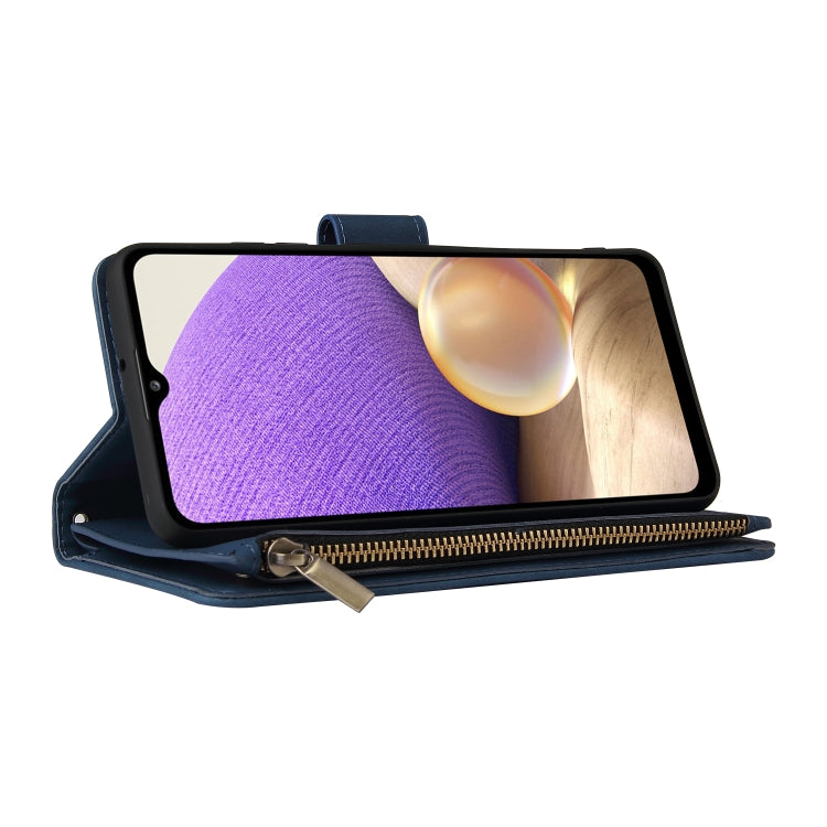 For Samsung Galaxy A32 4G Multifunctional Frosted Zipper Wallet Leather Phone Case
