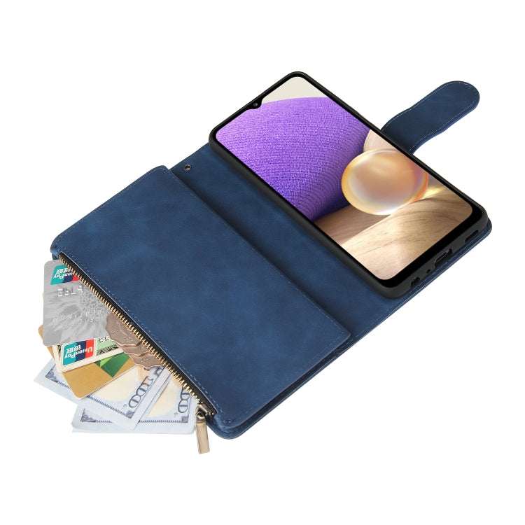 For Samsung Galaxy A32 4G Multifunctional Frosted Zipper Wallet Leather Phone Case