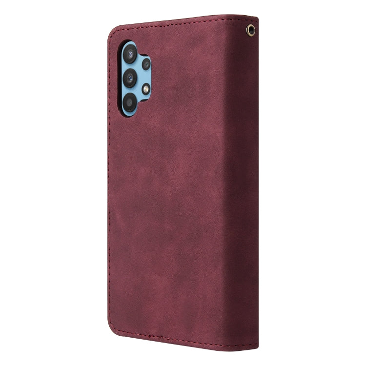 For Samsung Galaxy A32 4G Multifunctional Frosted Zipper Wallet Leather Phone Case