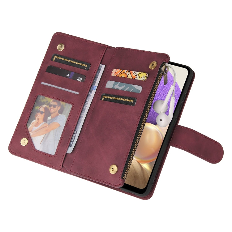 For Samsung Galaxy A32 4G Multifunctional Frosted Zipper Wallet Leather Phone Case
