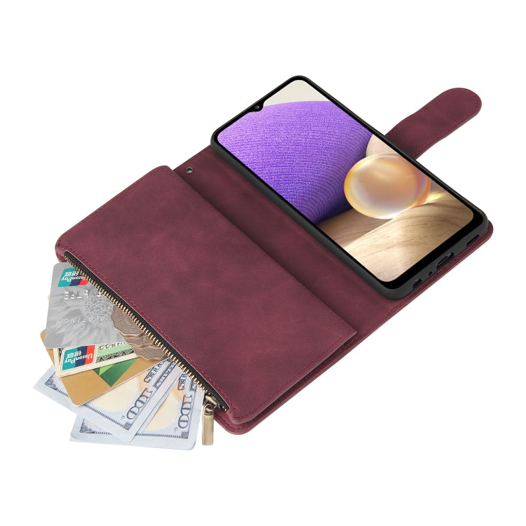 For Samsung Galaxy A32 4G Multifunctional Frosted Zipper Wallet Leather Phone Case