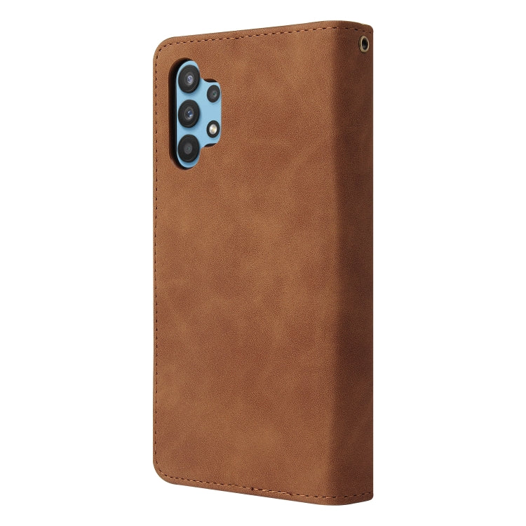 For Samsung Galaxy A32 4G Multifunctional Frosted Zipper Wallet Leather Phone Case