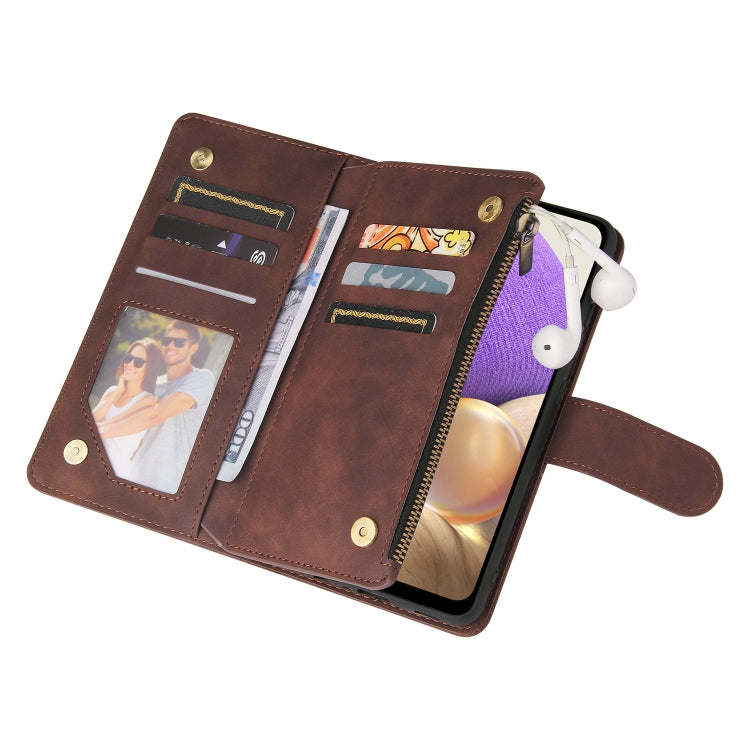 For Samsung Galaxy A32 4G Multifunctional Frosted Zipper Wallet Leather Phone Case