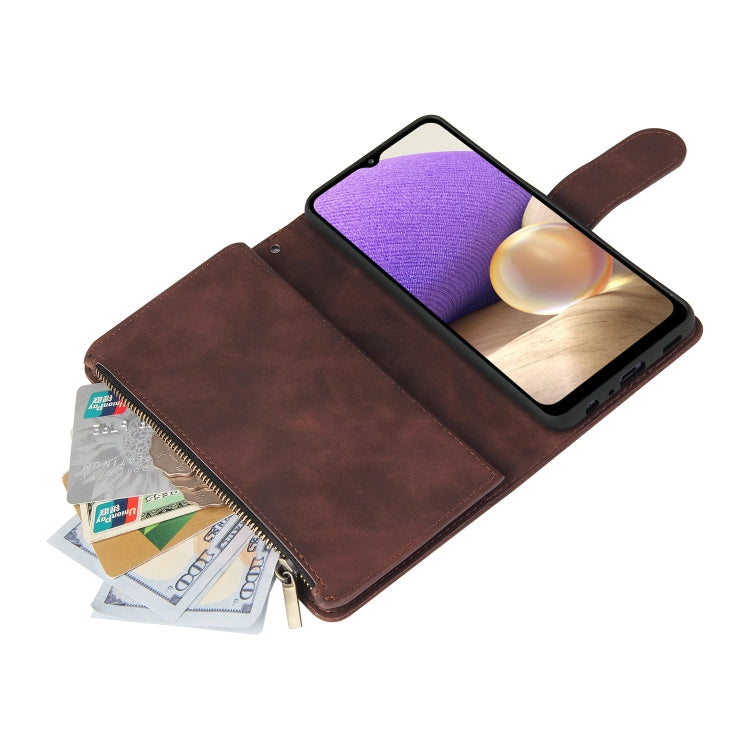 For Samsung Galaxy A32 4G Multifunctional Frosted Zipper Wallet Leather Phone Case