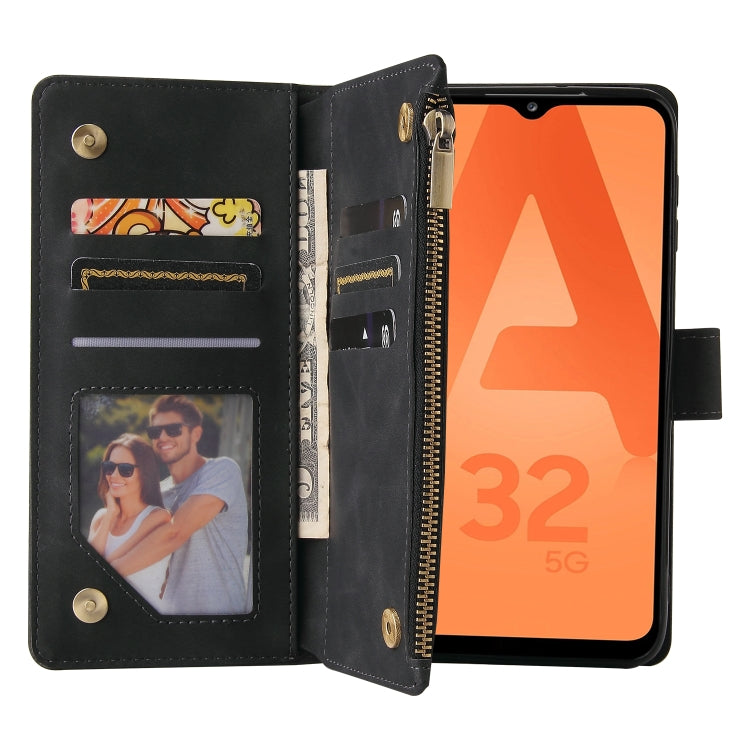 For Samsung Galaxy A32 5G Multifunctional Frosted Zipper Wallet Leather Phone Case