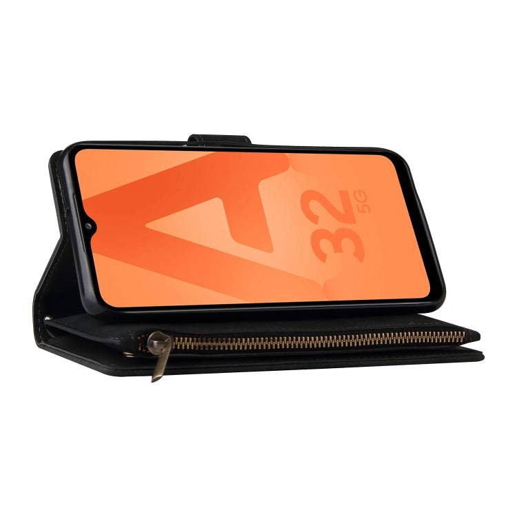 For Samsung Galaxy A32 5G Multifunctional Frosted Zipper Wallet Leather Phone Case