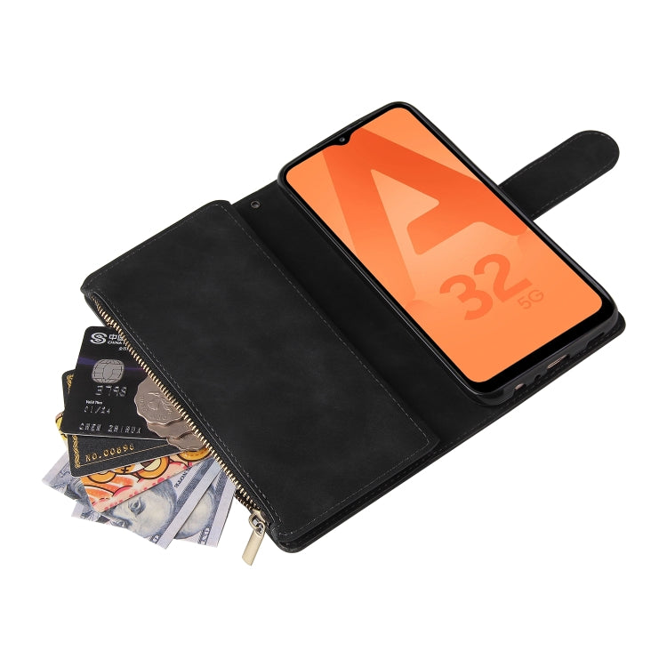 For Samsung Galaxy A32 5G Multifunctional Frosted Zipper Wallet Leather Phone Case