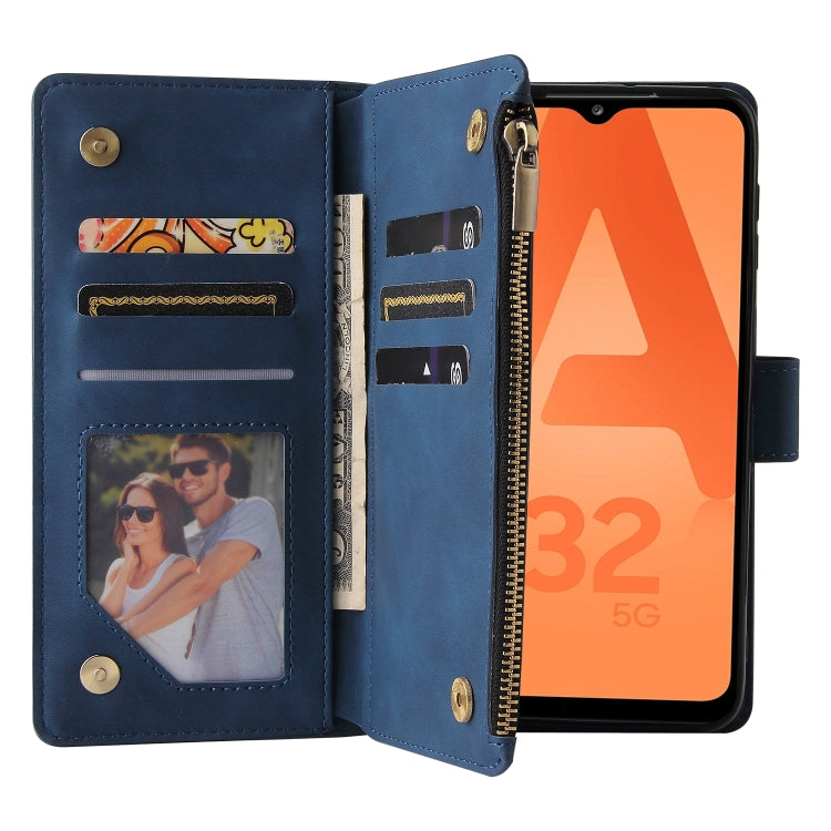 For Samsung Galaxy A32 5G Multifunctional Frosted Zipper Wallet Leather Phone Case