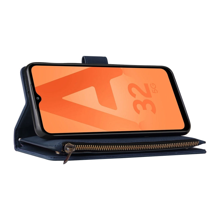For Samsung Galaxy A32 5G Multifunctional Frosted Zipper Wallet Leather Phone Case