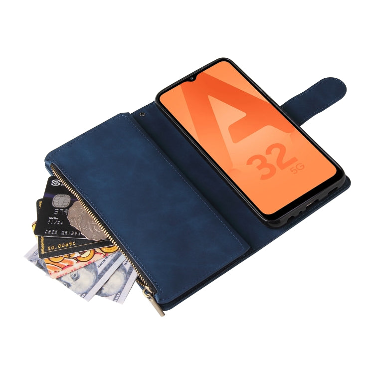 For Samsung Galaxy A32 5G Multifunctional Frosted Zipper Wallet Leather Phone Case