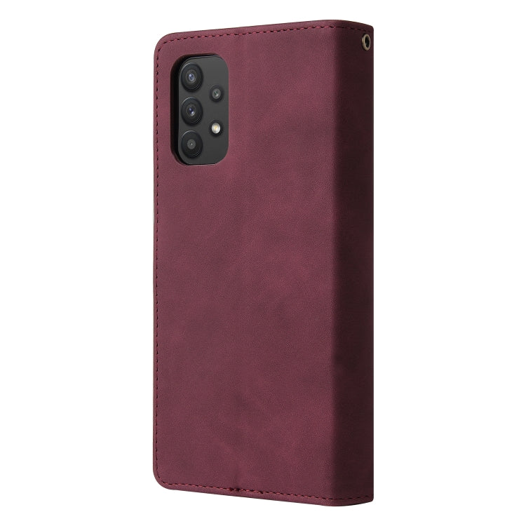 For Samsung Galaxy A32 5G Multifunctional Frosted Zipper Wallet Leather Phone Case