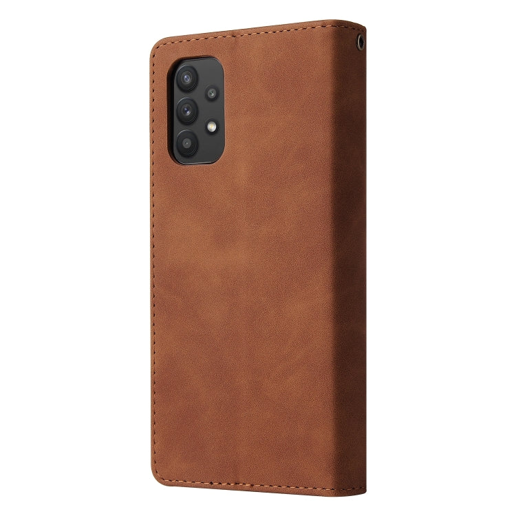 For Samsung Galaxy A32 5G Multifunctional Frosted Zipper Wallet Leather Phone Case