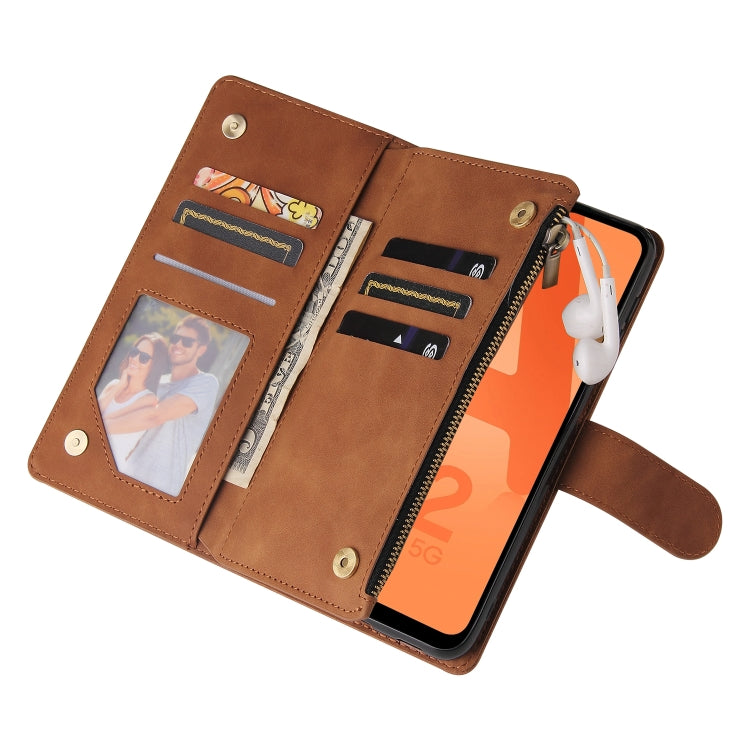 For Samsung Galaxy A32 5G Multifunctional Frosted Zipper Wallet Leather Phone Case