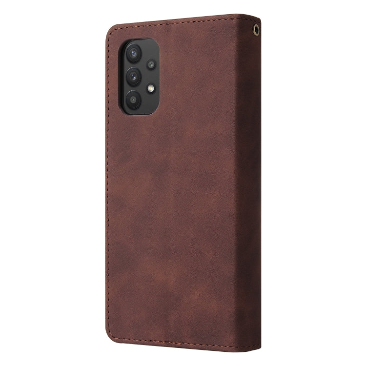For Samsung Galaxy A32 5G Multifunctional Frosted Zipper Wallet Leather Phone Case