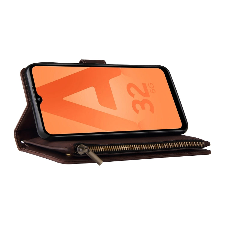 For Samsung Galaxy A32 5G Multifunctional Frosted Zipper Wallet Leather Phone Case