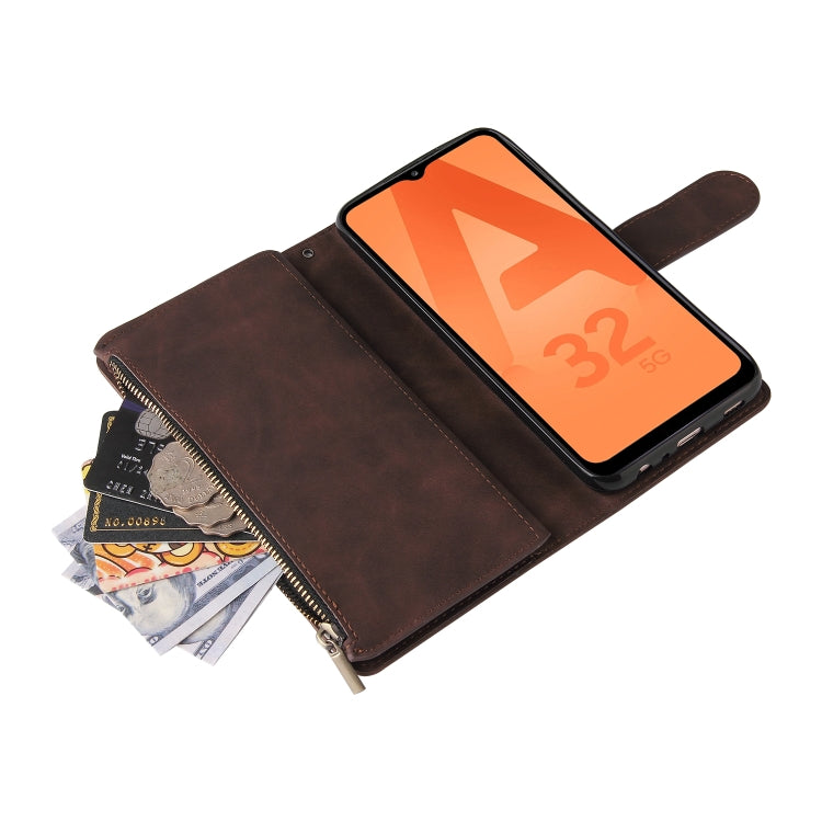 For Samsung Galaxy A32 5G Multifunctional Frosted Zipper Wallet Leather Phone Case