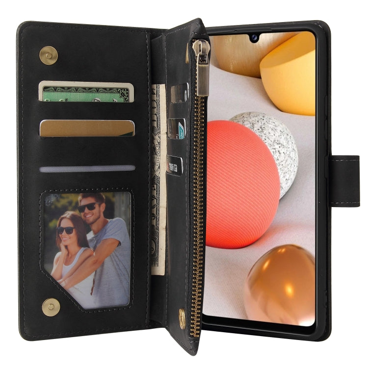 For Samsung Galaxy A42 5G Multifunctional Frosted Zipper Wallet Leather Phone Case