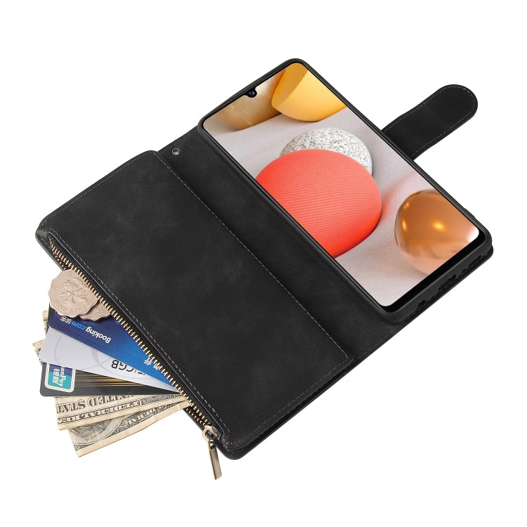 For Samsung Galaxy A42 5G Multifunctional Frosted Zipper Wallet Leather Phone Case