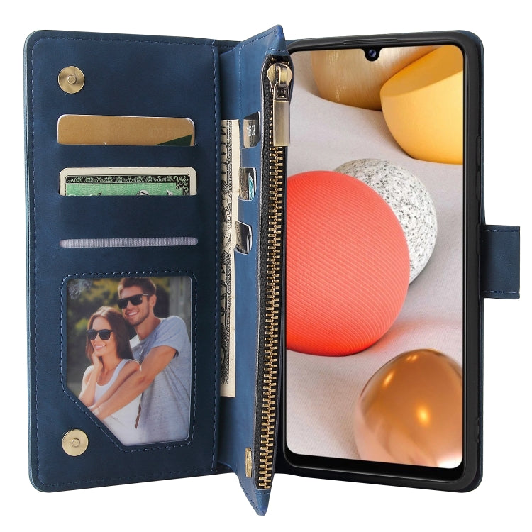 For Samsung Galaxy A42 5G Multifunctional Frosted Zipper Wallet Leather Phone Case
