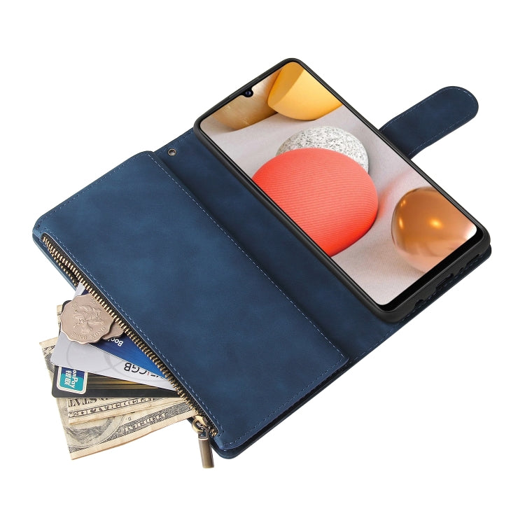 For Samsung Galaxy A42 5G Multifunctional Frosted Zipper Wallet Leather Phone Case