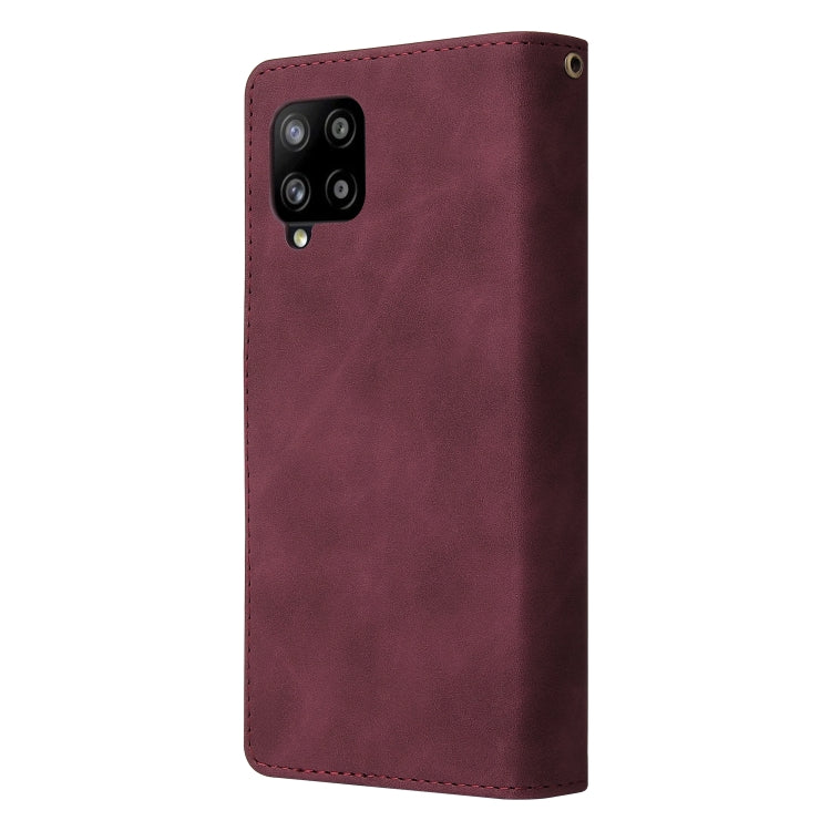For Samsung Galaxy A42 5G Multifunctional Frosted Zipper Wallet Leather Phone Case