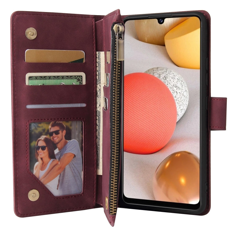 For Samsung Galaxy A42 5G Multifunctional Frosted Zipper Wallet Leather Phone Case