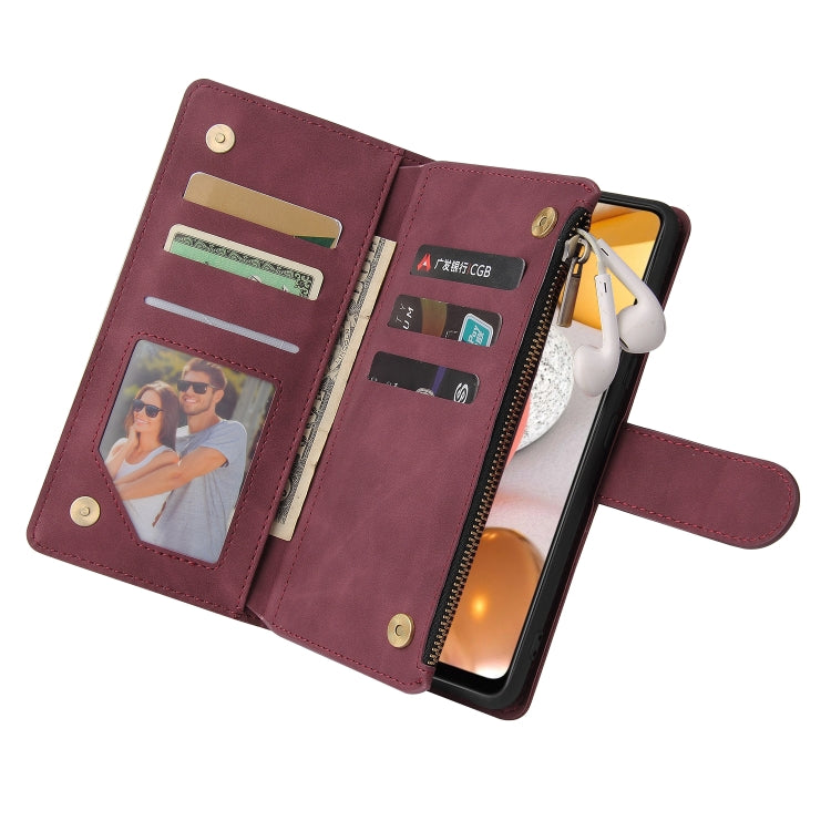 For Samsung Galaxy A42 5G Multifunctional Frosted Zipper Wallet Leather Phone Case