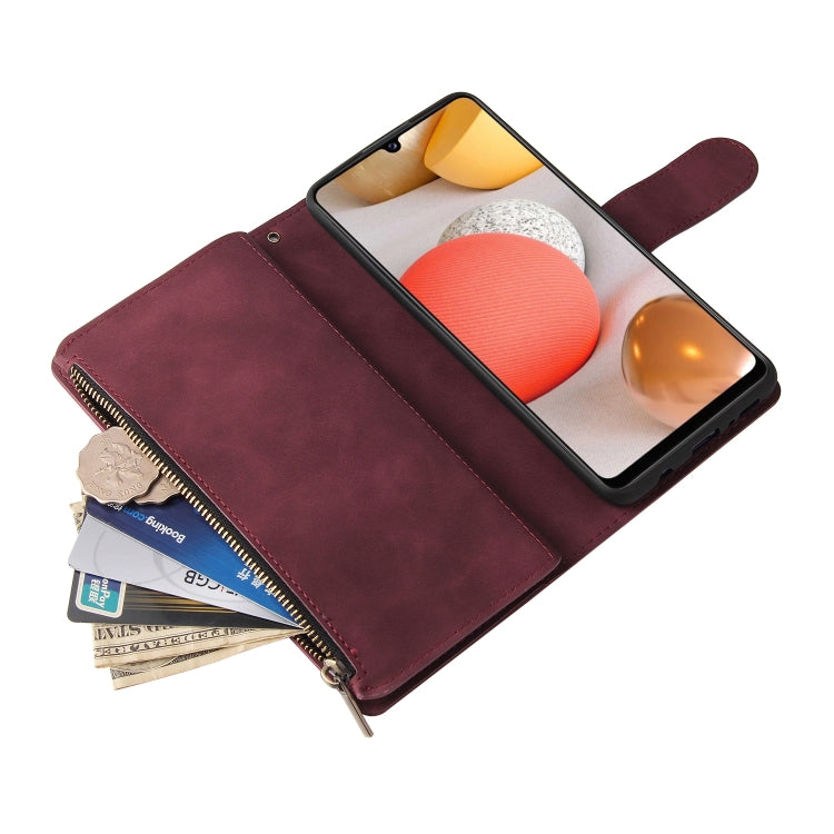 For Samsung Galaxy A42 5G Multifunctional Frosted Zipper Wallet Leather Phone Case