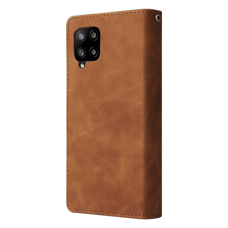 For Samsung Galaxy A42 5G Multifunctional Frosted Zipper Wallet Leather Phone Case