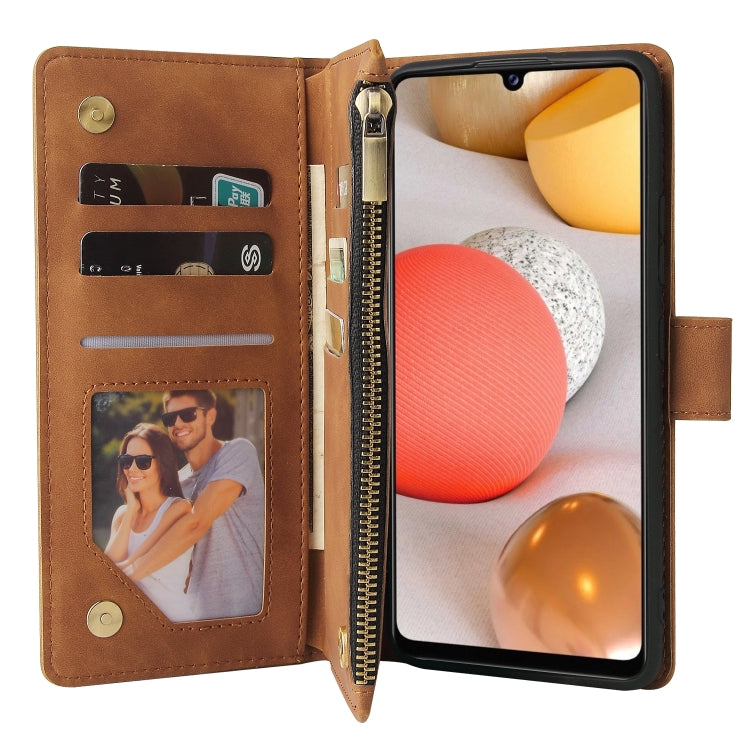 For Samsung Galaxy A42 5G Multifunctional Frosted Zipper Wallet Leather Phone Case
