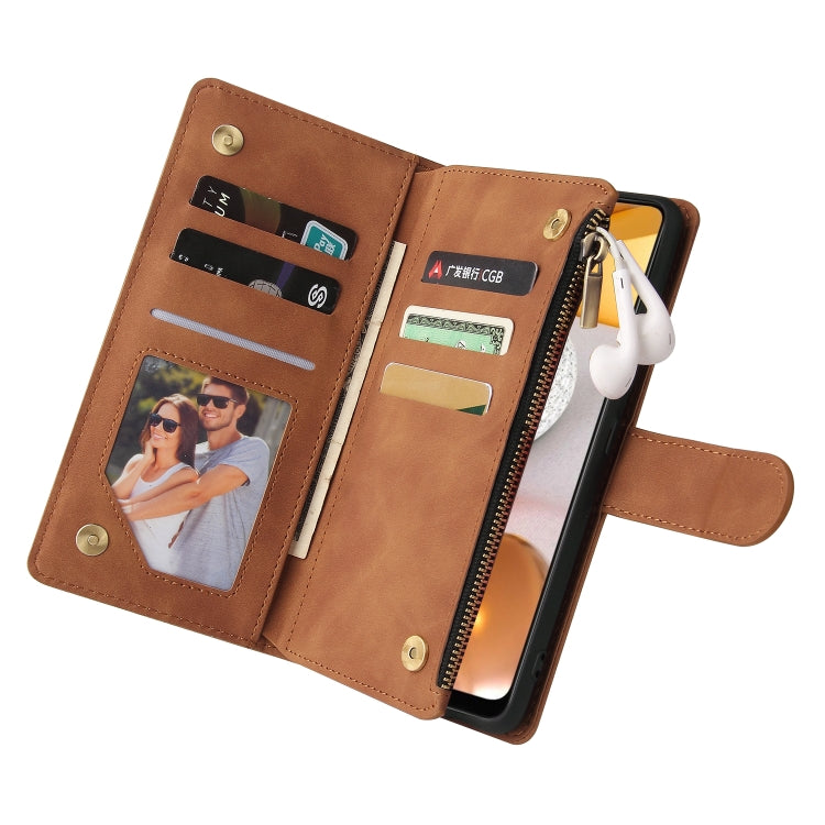 For Samsung Galaxy A42 5G Multifunctional Frosted Zipper Wallet Leather Phone Case