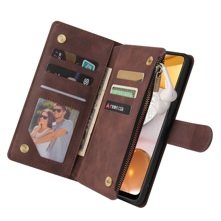 For Samsung Galaxy A42 5G Multifunctional Frosted Zipper Wallet Leather Phone Case