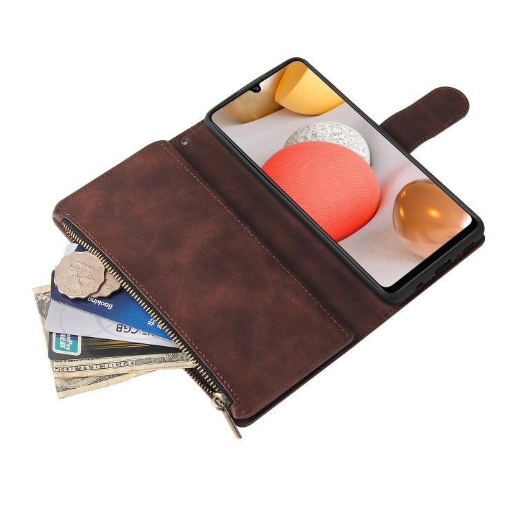 For Samsung Galaxy A42 5G Multifunctional Frosted Zipper Wallet Leather Phone Case