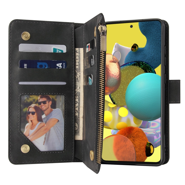For Samsung Galaxy A52 5G Multifunctional Frosted Zipper Wallet Leather Phone Case