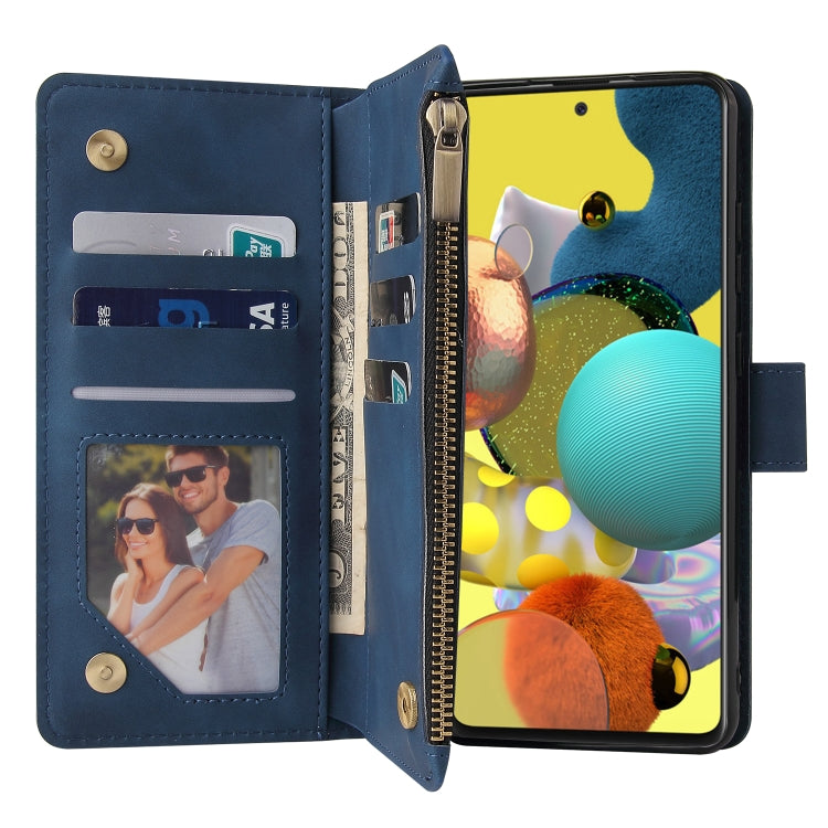For Samsung Galaxy A52 5G Multifunctional Frosted Zipper Wallet Leather Phone Case