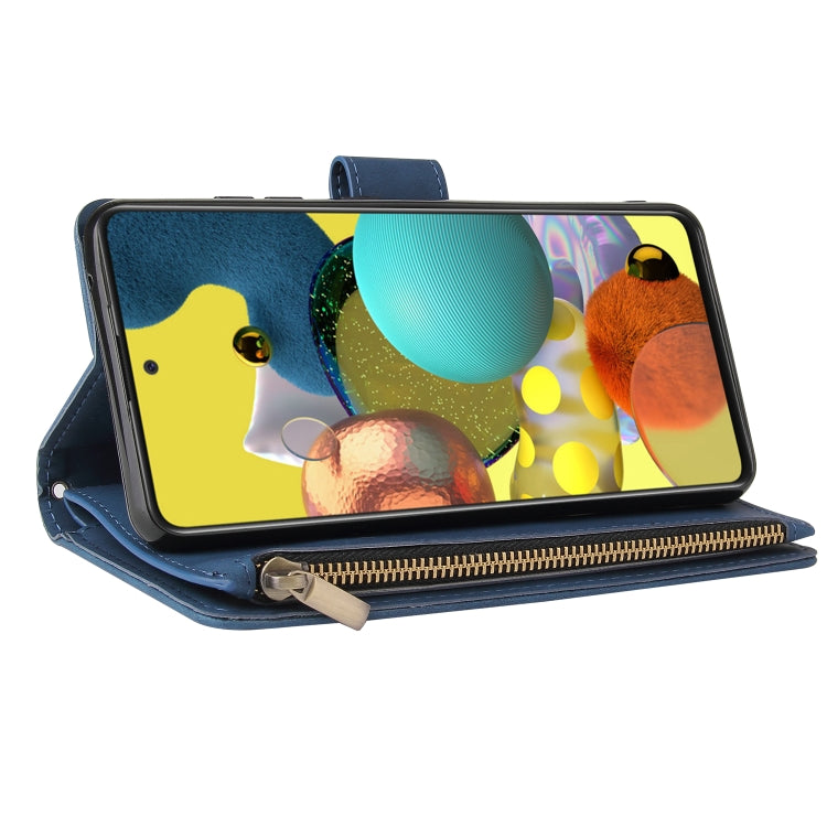 For Samsung Galaxy A52 5G Multifunctional Frosted Zipper Wallet Leather Phone Case