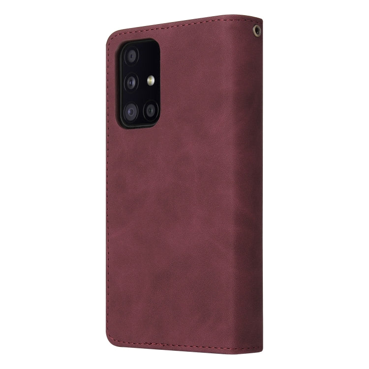 For Samsung Galaxy A52 5G Multifunctional Frosted Zipper Wallet Leather Phone Case