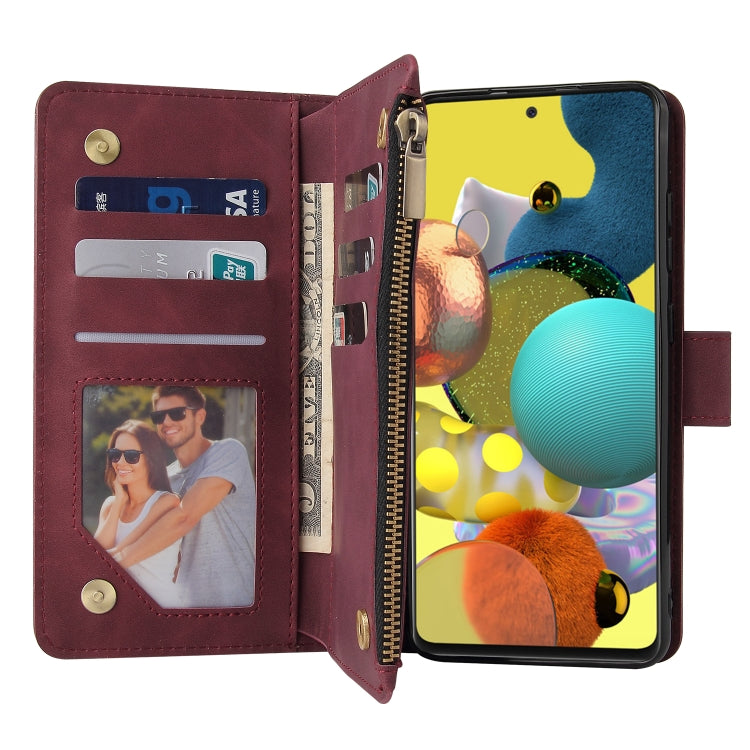 For Samsung Galaxy A52 5G Multifunctional Frosted Zipper Wallet Leather Phone Case