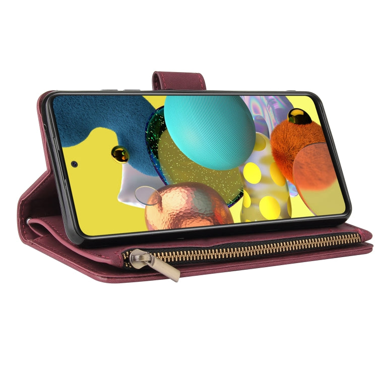 For Samsung Galaxy A52 5G Multifunctional Frosted Zipper Wallet Leather Phone Case