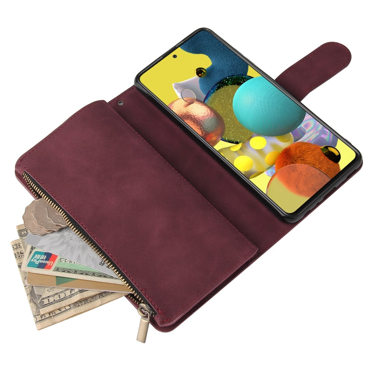 For Samsung Galaxy A52 5G Multifunctional Frosted Zipper Wallet Leather Phone Case