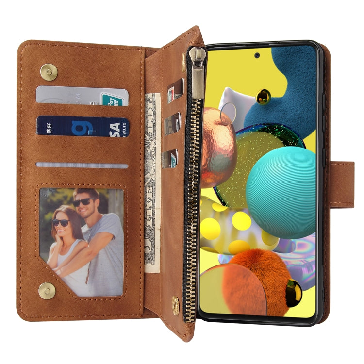 For Samsung Galaxy A52 5G Multifunctional Frosted Zipper Wallet Leather Phone Case